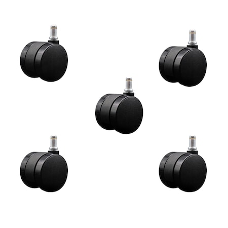 Service Caster 2'' Office Chair Casters Nylon Twin Wheel 7/16'' Grip Ring Stem, 5PK SCC-UHGR02S50-NYS-716-5